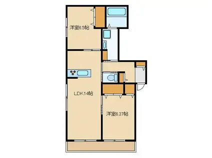 スタープラチナ平和台(2LDK/3階)の間取り写真