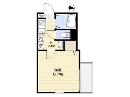 エルカーサ平和台(1K/2階)の間取り写真