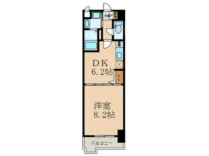 エヴァーグリーン0(1DK/6階)の間取り写真