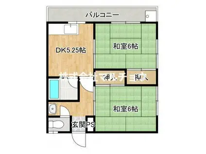 メゾン朝来(2DK/1階)の間取り写真