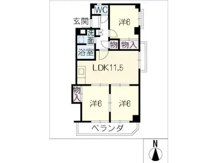 サンローヤル福寿ビル(3LDK/3階)の間取り写真