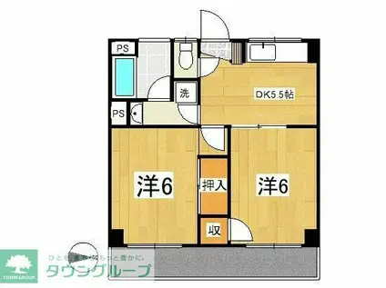 グリーンハイツ(2DK/3階)の間取り写真