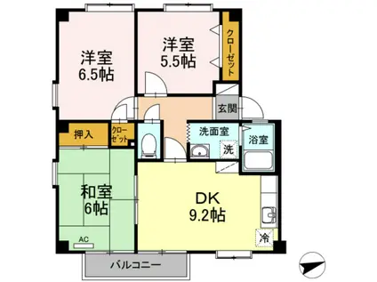 フォブールII中村(3LDK/2階)の間取り写真