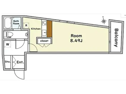 ゼスティ江戸川橋(ワンルーム/4階)の間取り写真