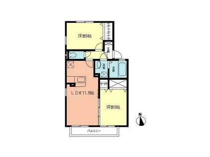 VENT VERT E棟(2LDK/2階)の間取り写真