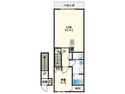 ピース・カレイドA棟(1LDK/2階)の間取り写真