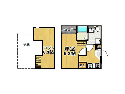 アリサス塚本(1K/1階)の間取り写真