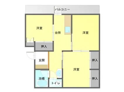 谷口アパート(3K/2階)の間取り写真