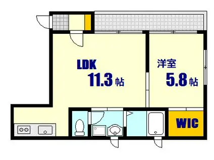 アビタシオン桃山(1LDK/1階)の間取り写真