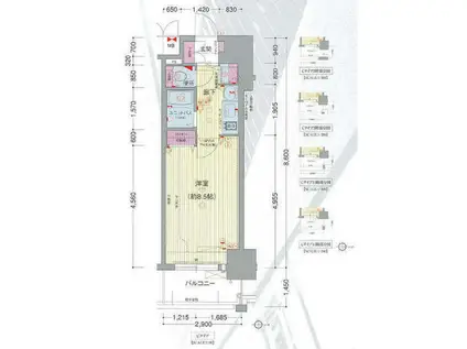 プレサンス名古屋駅前グランヴィル(1K/6階)の間取り写真