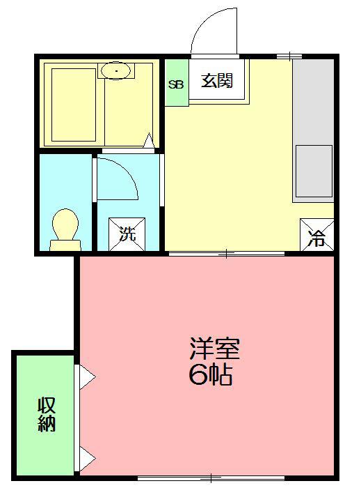 サニーハイツ(1K/2階)の間取り写真