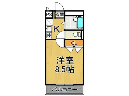 カサ・カルロサ2(1K/2階)の間取り写真