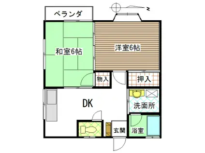 フルーツマンションA(2DK/1階)の間取り写真