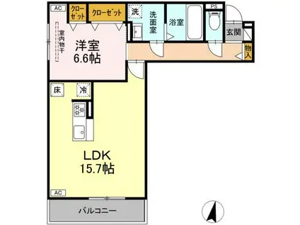 D-HILLS子安III(1LDK/1階)の間取り写真