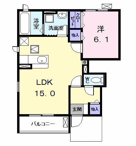 LE REVE(1LDK/1階)の間取り写真