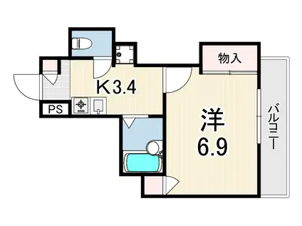 アミティエ六甲(1K/1階)の間取り写真