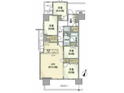 プラウド浦和(4LDK/7階)の間取り写真