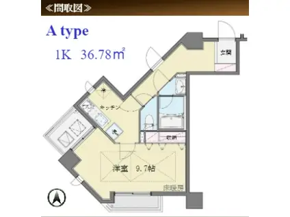 パークテラス恵比寿(1K/7階)の間取り写真