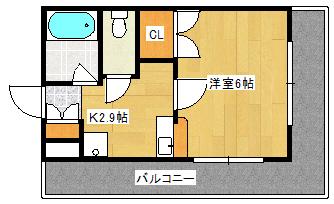 ロアール上天満(1K/9階)の間取り写真