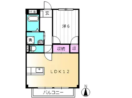 サンクレスト文津B(1LDK/2階)の間取り写真