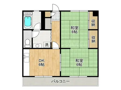 西青木第2マンション(2DK/2階)の間取り写真