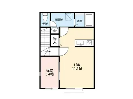 ローズガーデンD(1LDK/2階)の間取り写真