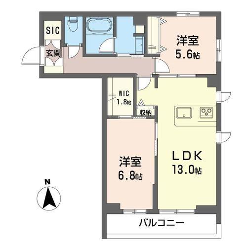 ザ・グランドオペラ並木(2LDK/1階)の間取り写真
