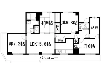 売布コーポラス(4SLDK/7階)の間取り写真