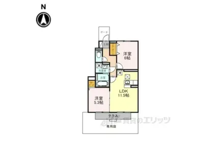 ルミエール(2LDK/1階)の間取り写真