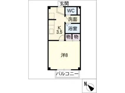 コーポ清和A棟(1K/1階)の間取り写真