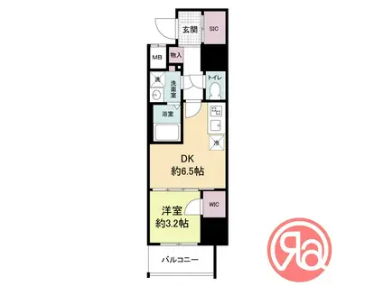 METROSA谷町六丁目ノース(1DK/3階)の間取り写真