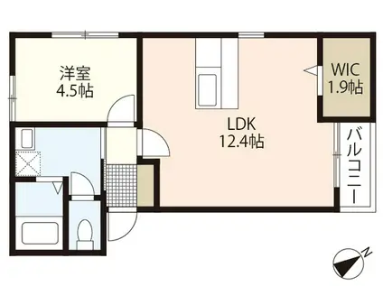 リノリノアパートメント観音新町(1LDK/1階)の間取り写真