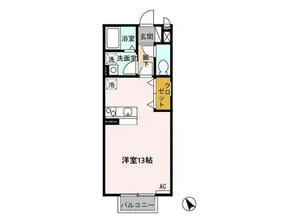 ヴァン・セゾニエ(ワンルーム/2階)の間取り写真