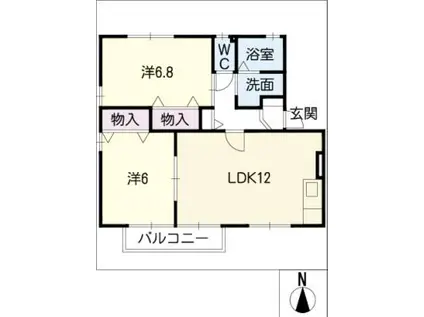 プリメーロ北郷B(2LDK/2階)の間取り写真