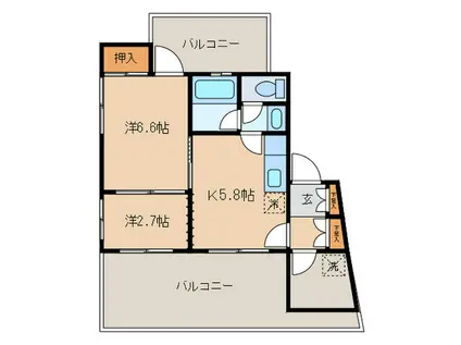 ボヌール用賀(2K/4階)の間取り写真