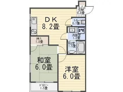SILVALEX TAKENOTSUKA(2DK/3階)の間取り写真