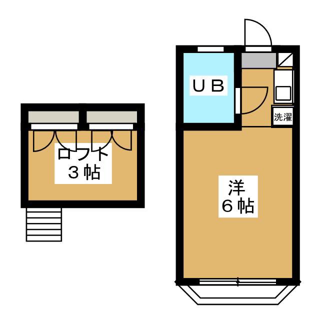ムーンシャトル(ワンルーム/2階)の間取り写真