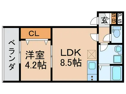 BADGE住吉公園(1LDK/2階)の間取り写真