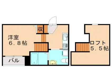 グランソレイユ竹下駅前(1K/1階)の間取り写真