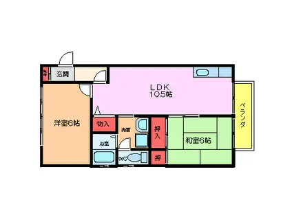 クレールしののめ(2LDK/2階)の間取り写真