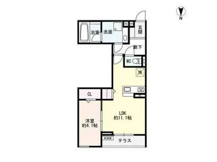 LUVITA新福寺町(1LDK/1階)の間取り写真