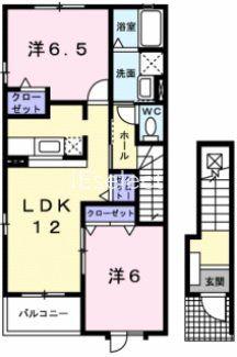 コモディダC(1LDK/2階)の間取り写真