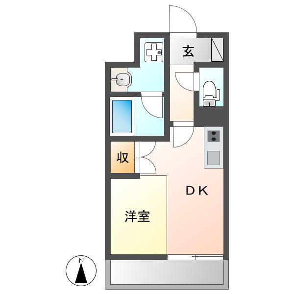 AXIA八熊(1DK/1階)の間取り写真