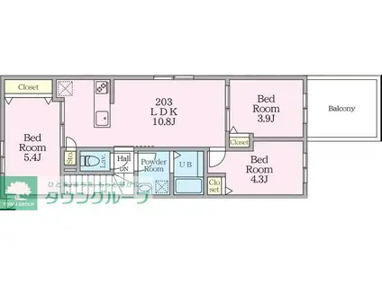 ミハス中野II(3LDK/2階)の間取り写真