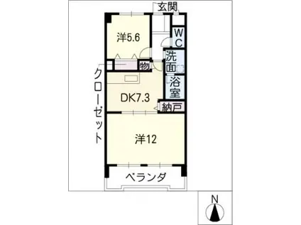 けやきヒルズ(2DK/7階)の間取り写真