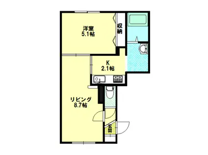 ひばりが丘ハウスA(1LDK/2階)の間取り写真