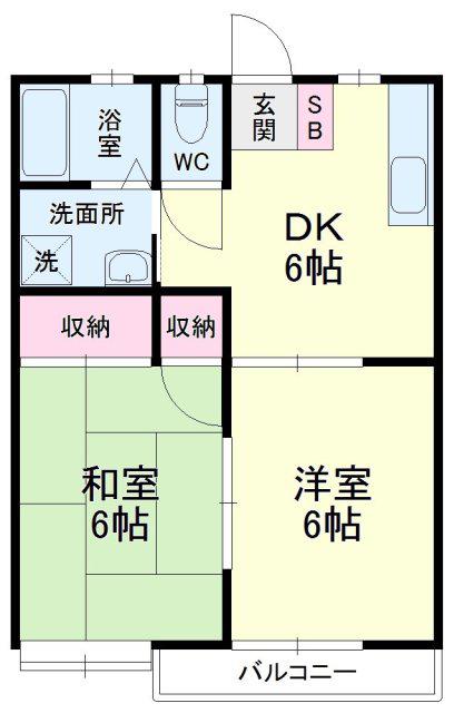 ノーブル後庵(2DK/2階)の間取り写真