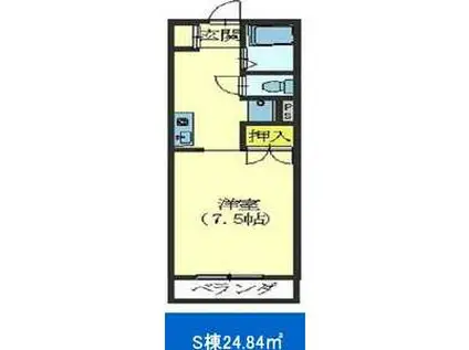 グリーンヒルズ藤ヶ丘(1K/2階)の間取り写真