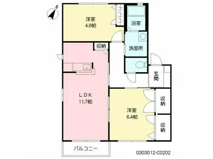 ファンテージ21 C棟(2LDK/2階)の間取り写真