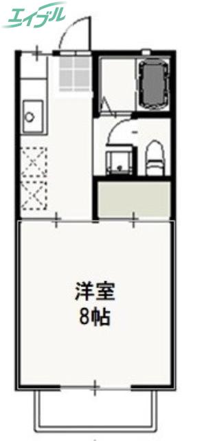 コーポ・レーベンB(1K/2階)の間取り写真